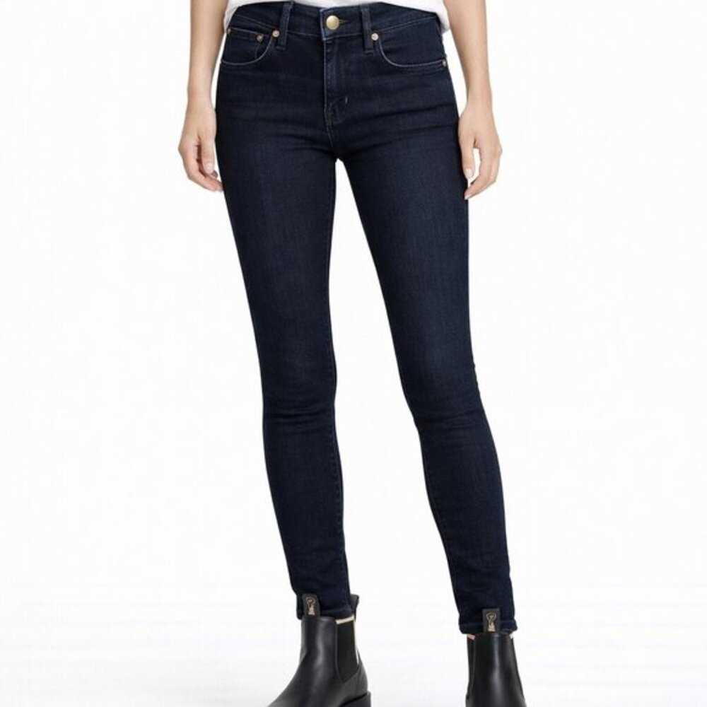 THE GREAT. Skinny Skinny Jeans Women’s Size 24 Black Dark Wash Mid Rise Made USA